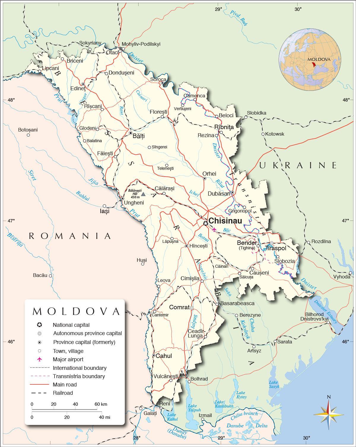 Мапа на република Молдавија